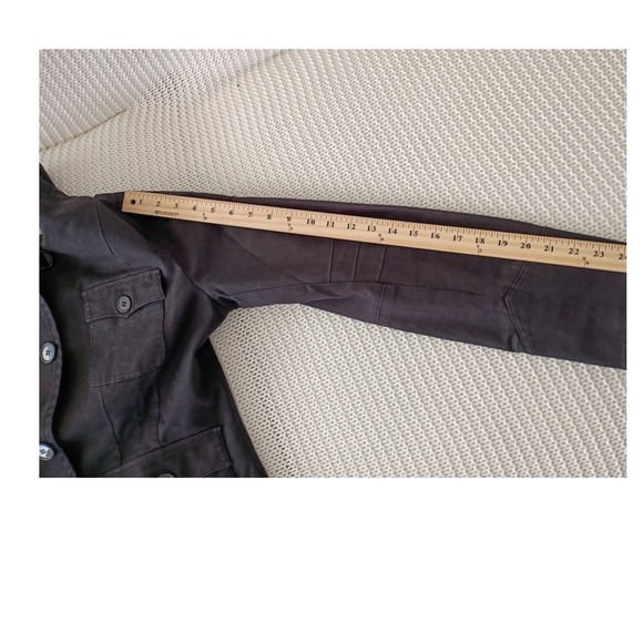 Sitwell Military Utility Jacket Black Cotton Blend Mock Neck Pockets Women 12 - Picture 9 of 11